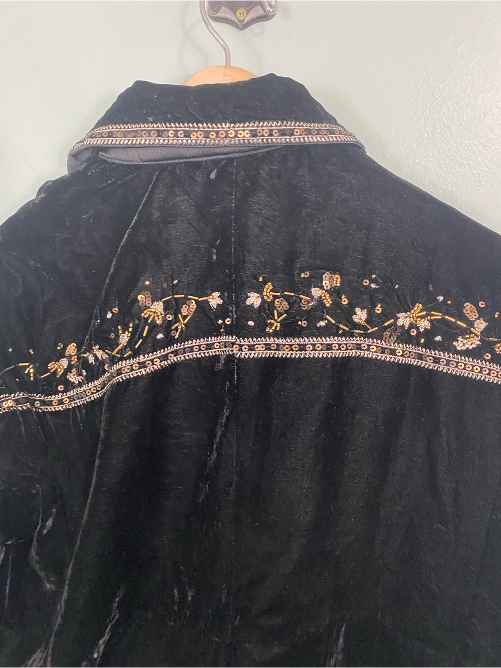 Free People Maxxie Embellished Velvet Jacket Black Small Beaded - Picture 7 of 10